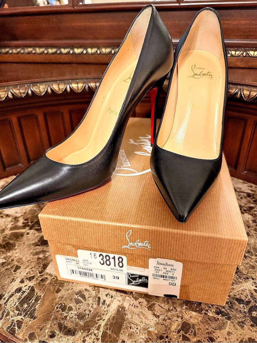 Christian Louboutin Decollete Heels Black & Red EU 39
